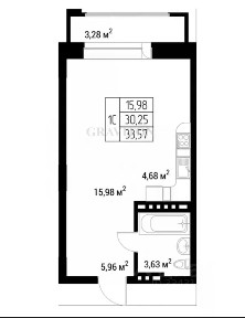 Продается квартира свободной планировки, 31,4 м²