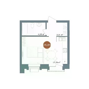 Продается студия, 26 м²