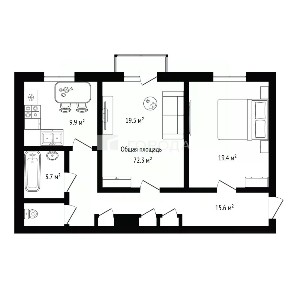 Продается 2-комн. квартира, 72,3 м²