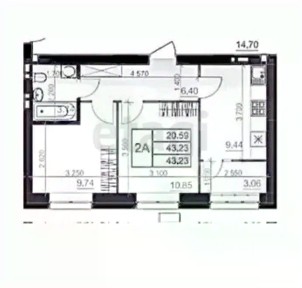 Продается 2-комн. квартира, 43,5 м²