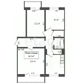 Продается 3-комн. квартира, 66,5 м²