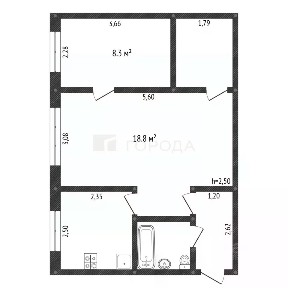 Продается 2-комн. квартира, 43,2 м²