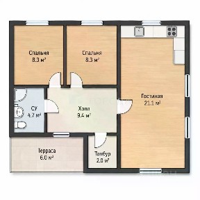 Продается 1-этажный дом, 56,9 м²