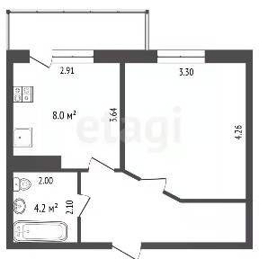 Продается 1-комн. квартира, 34,3 м²