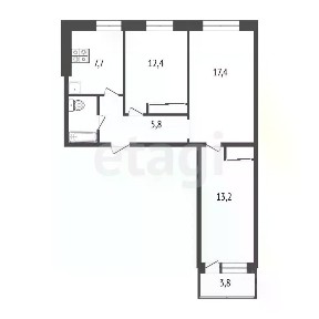 Продается 3-комн. квартира, 61 м²
