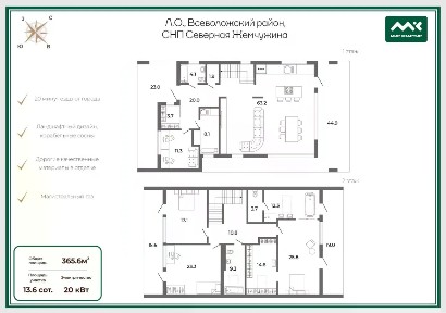 Продается 2-этажный дом, 365,6 м²