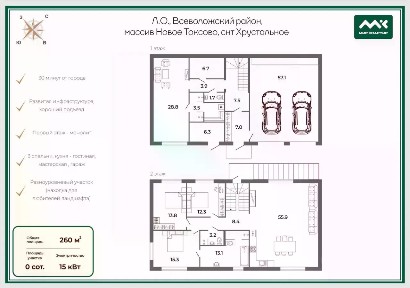 Продается 2-этажный дом, 260 м²