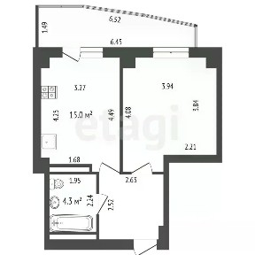 Продается 1-комн. квартира, 40,6 м²