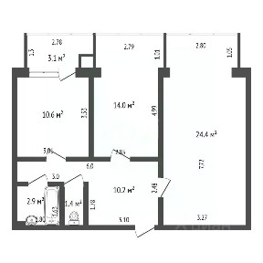 Продается 2-комн. квартира, 66,6 м²