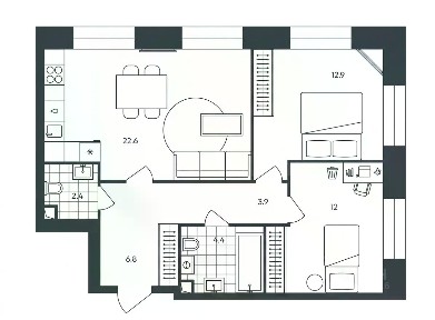 Продается 2-комн. квартира, 64,9 м²