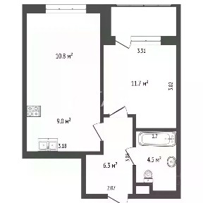 Продается 1-комн. квартира, 42,3 м²