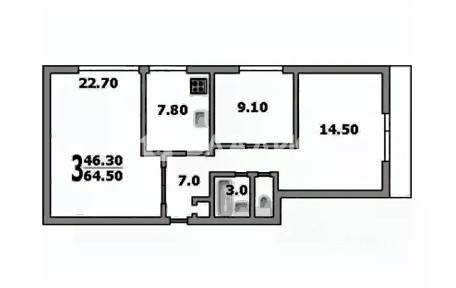Продается 3-комн. квартира, 63,7 м²