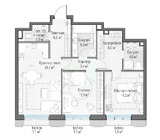 Продается 2-комн. квартира, 87 м²