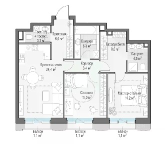 Продается 2-комн. квартира, 87 м²