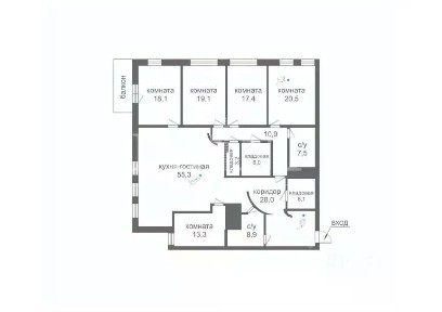 Продается 5-комн. квартира, 214,3 м²