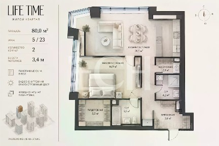 Продается 2-комн. квартира, 51 м²