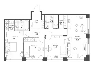 Продается 3-комн. квартира, 98,1 м²