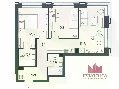 Продается 2-комн. квартира, 55,5 м²