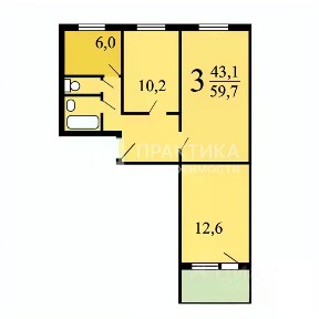 Продается 3-комн. квартира, 59,8 м²