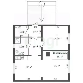 Продается 1-этажный дом, 64,3 м²