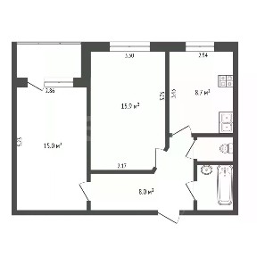 Продается 2-комн. квартира, 50,9 м²
