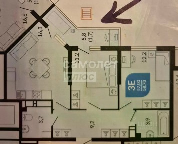 Продается 2-комн. квартира, 57 м²