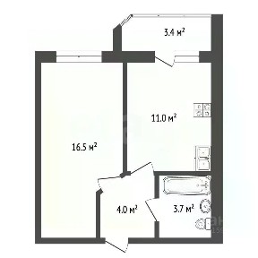 Продается 1-комн. квартира, 34,3 м²