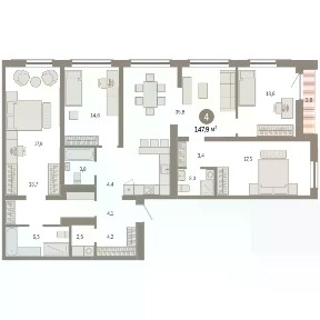Продается 4-комн. квартира, 147,85 м²