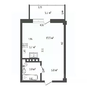 Продается студия, 38 м²