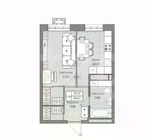 Продается 1-комн. квартира, 36,6 м²