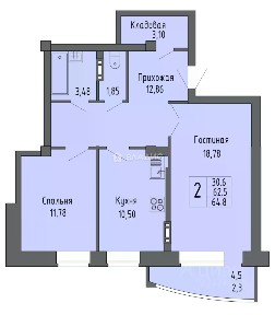 Продается 2-комн. квартира, 62,3 м²