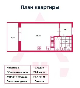 Продается студия, 21,4 м²