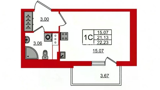 Продается студия, 21,1 м²