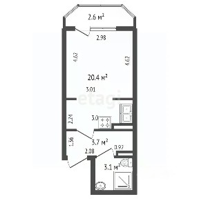 Продается студия, 27,2 м²