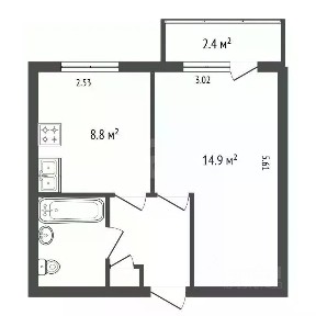 Продается 1-комн. квартира, 30,6 м²