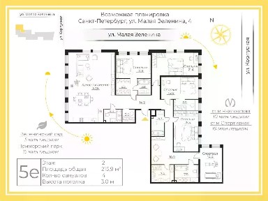Продается многокомнатная квартира, 215,6 м²