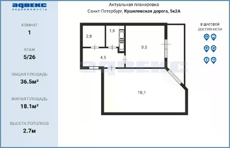 Продается 1-комн. квартира, 36,5 м²
