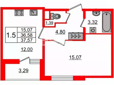 Продается 1-комн. квартира, 35,9 м²