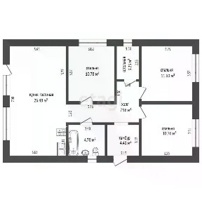 Продается 1-этажный дом, 91 м²