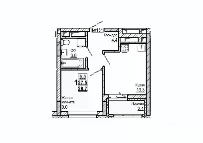 Продается 1-комн. квартира, 28,7 м²