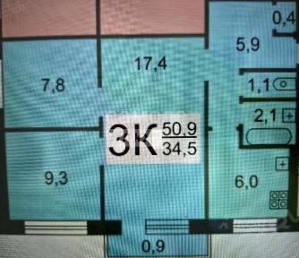 Продается 70% квартиры, 51/34,5/6 м²