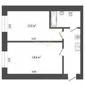 Продается 2-комн. квартира, 37,1 м²