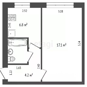 Продается 1-комн. квартира, 30,1 м²