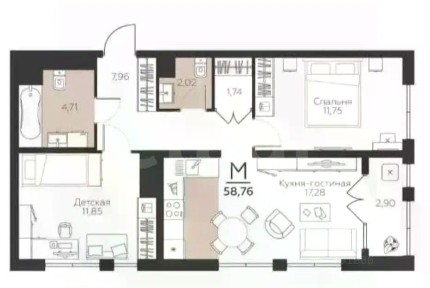 Продается 3-комн. квартира, 56 м²