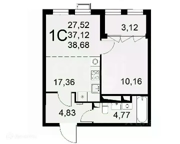 Продается 1-комн. квартира, 38,68 м²