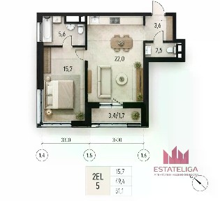 Продается 1-комн. квартира, 51,1 м²