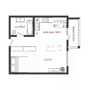 Продается студия, 37,8 м²