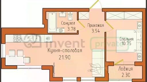 Продается 1-комн. квартира, 42,22 м²