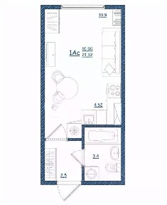 Продается студия, 21,3 м²