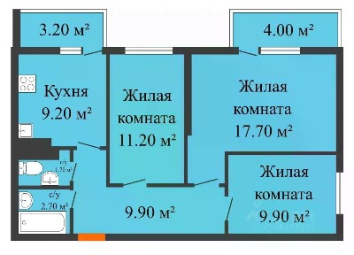 Продается 3-комн. квартира, 62,4 м²